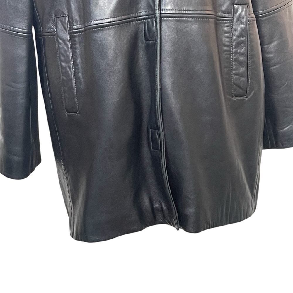 Vintage 90s Black Leather Jacket Punk Quite Luxury Model Off Duty Carrie Bradsha - Picture 5 of 15